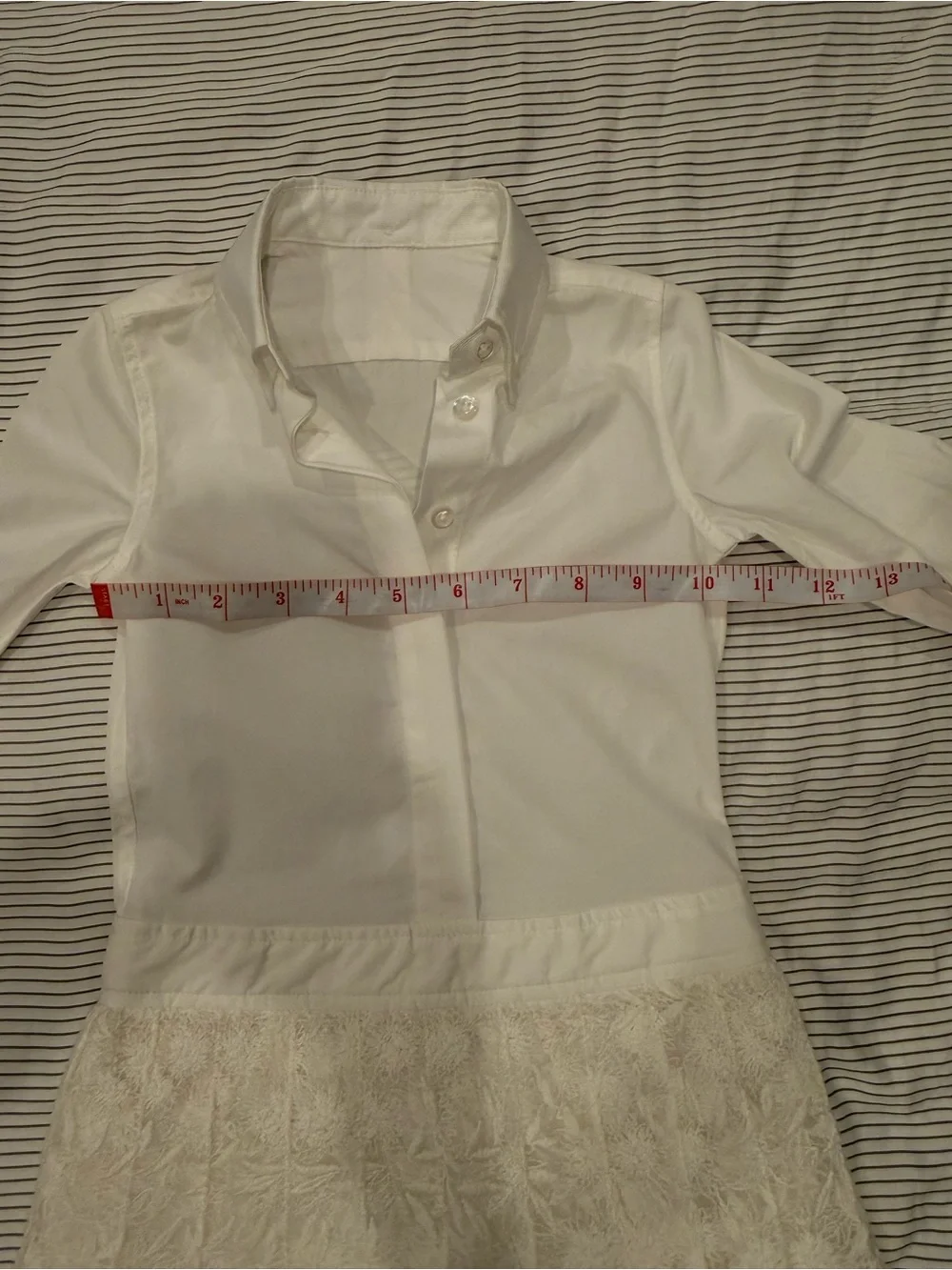 Thom Browne White Lace Pleated Dress with Button-Down Top